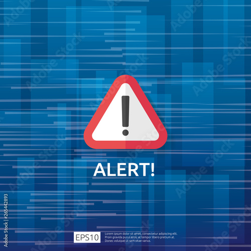 attention warning attacker alert sign with exclamation mark. beware alertness of internet danger symbol. shield line icon for VPN. Technology cyber security protection concept. vector illustration