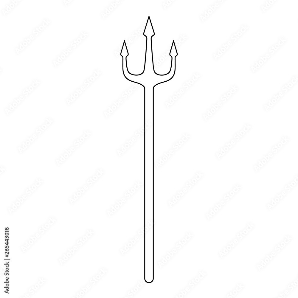 Outline trident isolated on white background. Devil, neptune trident. Line style. Clean and modern vector illustration for design, web. Outline trident isolated on white background. Devil, neptune trident. Line style. Clean and modern vector illustration for design, web.
