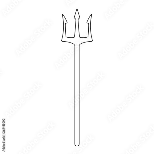 Outline trident isolated on white background. Devil, neptune trident. Line style. Clean and modern vector illustration for design, web.