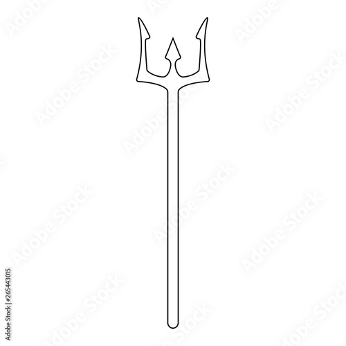 Outline trident isolated on white background. Devil, neptune trident. Line style. Clean and modern vector illustration for design, web.