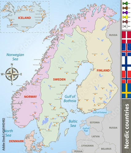 Map of Nordic countries photo