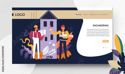 Engineering architectural project web page template engineers