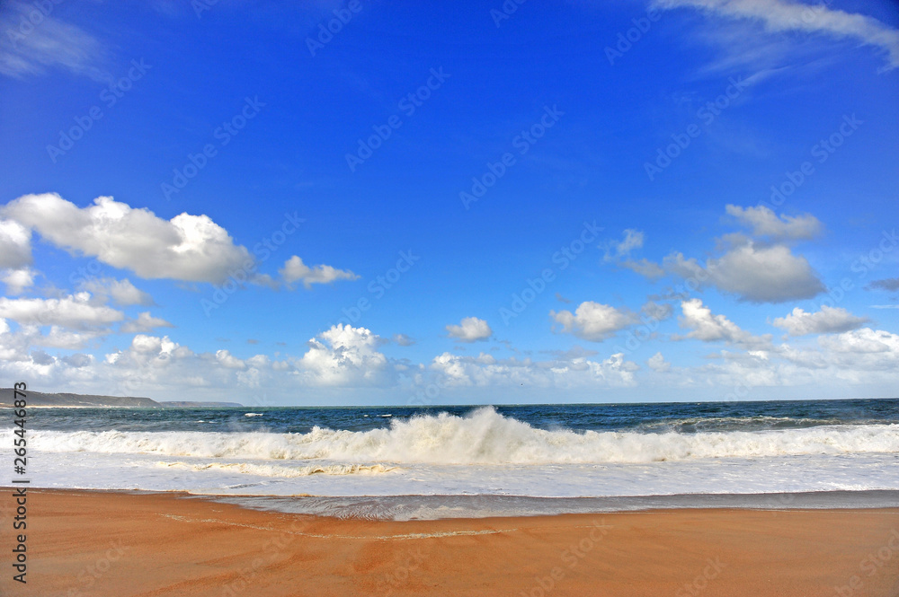 Scenic view of Nazare beach, Portugal