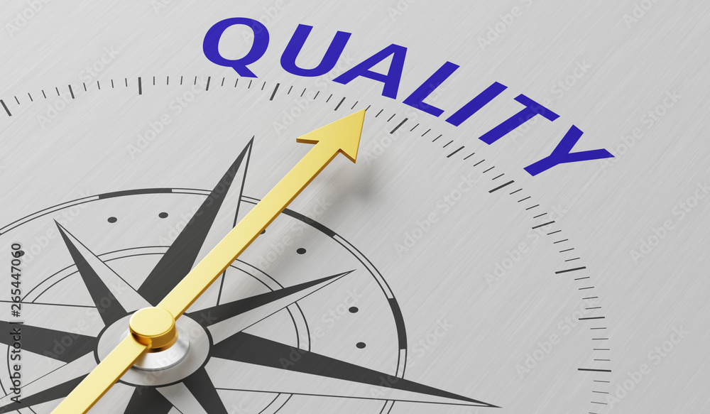 Compass needle pointing to the word Quality Compass needle pointing to the word Quality