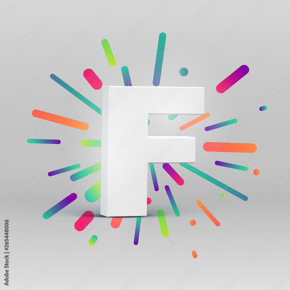 3D character from a fontset with colorful background, vector illustartion