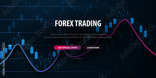 Forex Trading Signals. Candlestick chart in financial market. Vector illustration.