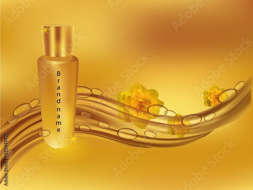 Realistic vector illustration eau de parfum. Banner for sale. Vector illustration. Beautiful advertising Eau de Parfum