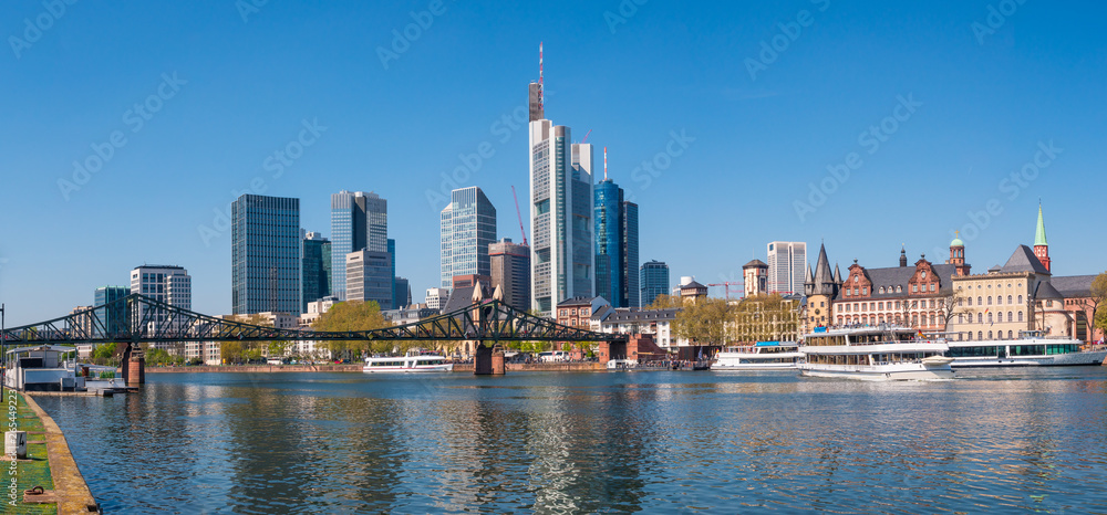 Frankfurt city with skyline and bridge