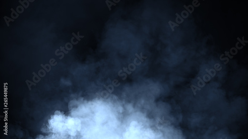 Abstract blue smoke moves on a black background . The concept of aromatherapy