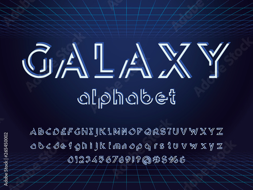 Futuristic display alphabet design with abstract background