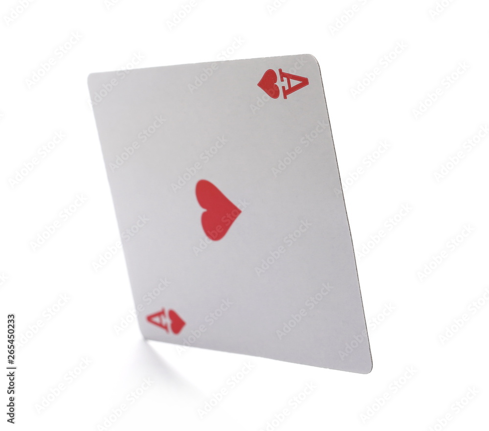 Ace of hearts, playing card, isolated on white background with clipping path, series