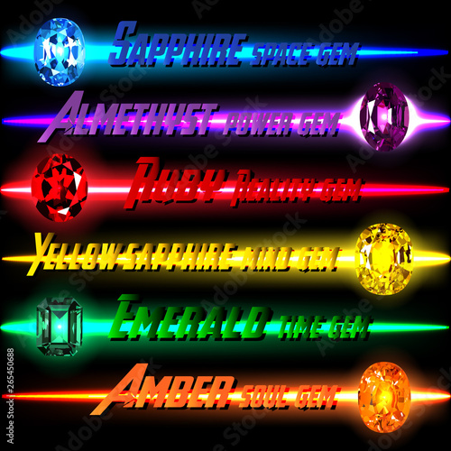 Obraz na płótnie 6 Gems on 6 Line Color background. Vector illustration