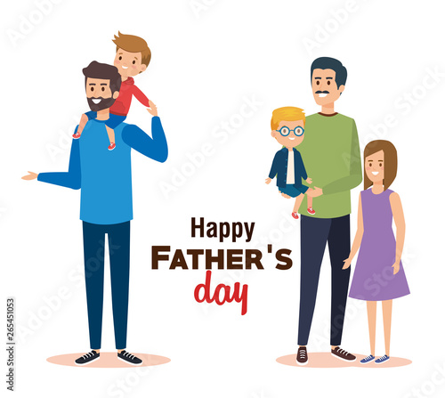men with their sons and daughter to fathers day