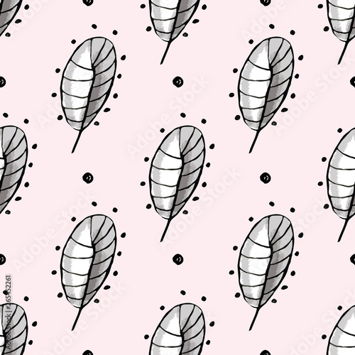 beautiful seamless pattern with a beautiful graphic feather