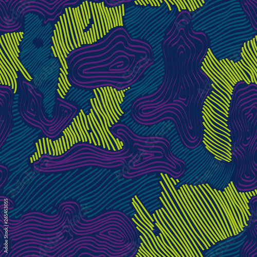 Modern fashion camouflage seamless pattern in irregular lines style for sports cloth.