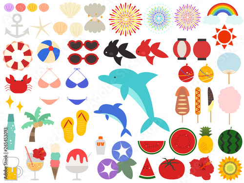 夏のかわいいイラストセット