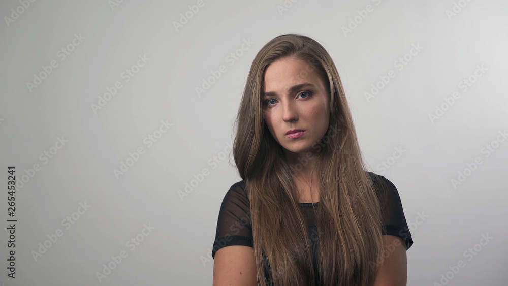 Naklejka premium Portrait of sad depressed girl thinking about something