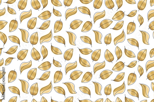 Golden leaves minimalistic modern linear simple pattern