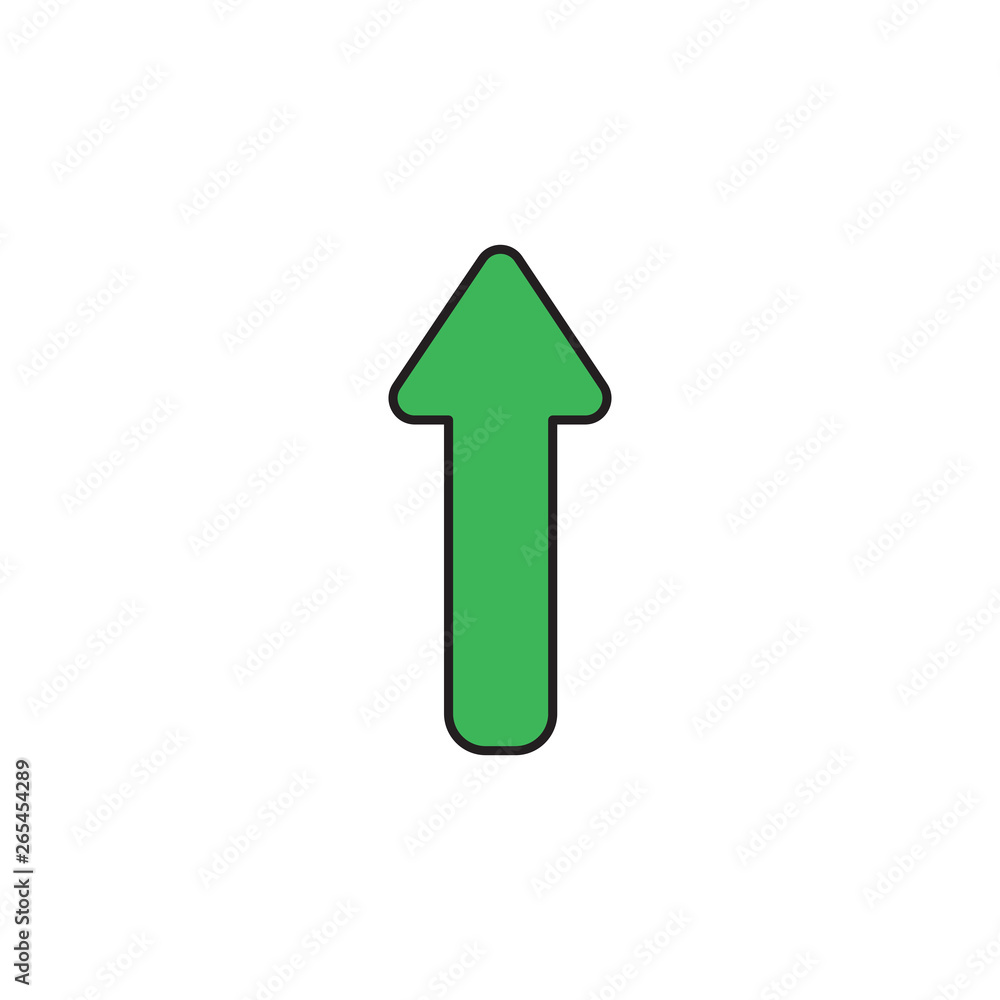 Vector icon of arrow moving up. Black outlines and colored. Vector icon of arrow moving up. Black outlines and colored.