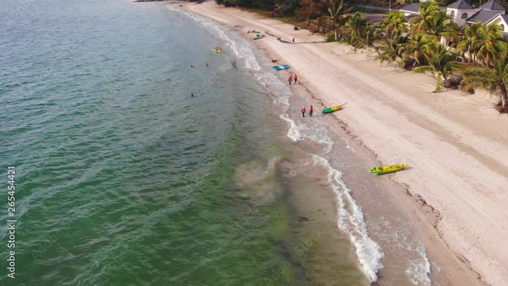 custom made wallpaper toronto digitalAerial Top View of a Sandy Beach With Turquoise Water and visitor in kayaking around beach at Labuan, Malaysia