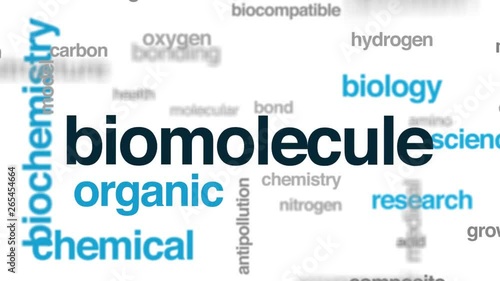 Biomolecule animated word cloud. Kinetic typography. photo