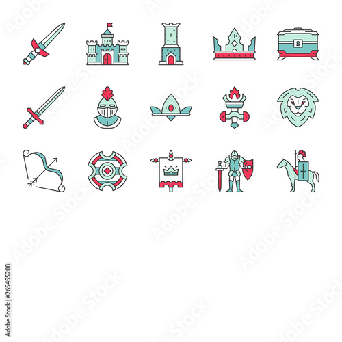 Medieval color icons set