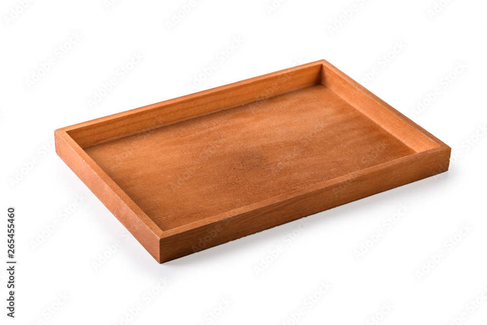 Wooden tray on a white background Wooden tray on a white background
