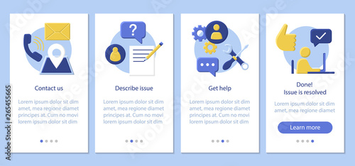 Contact us mobile app page screen vector template