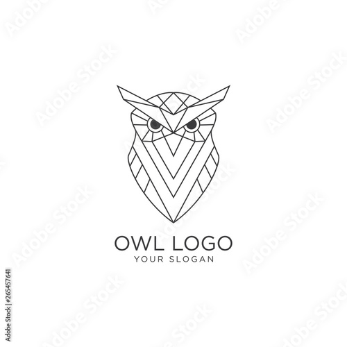 Owl Logo - line art / outline style owl logo, Vector logo template