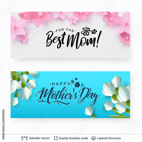 Greeting banners for Mother s Day vector template.