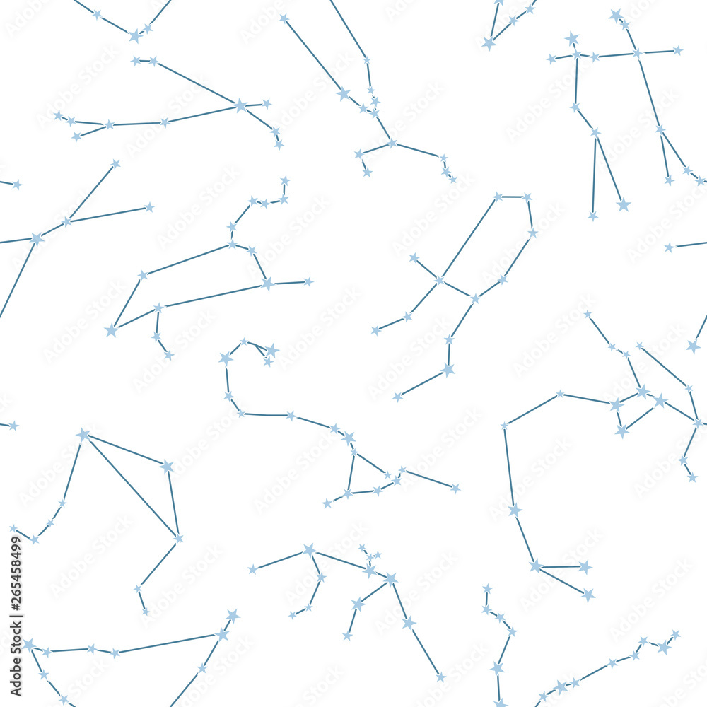 Seamless pattern with zodiac constellations