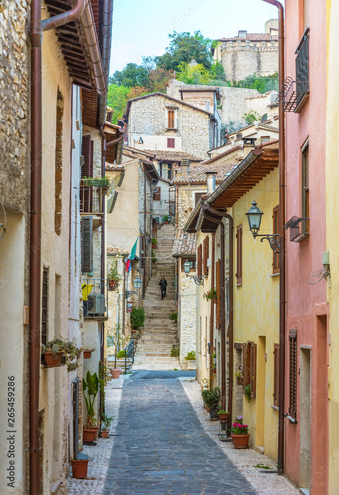 Fototapeta premium Montenero Sabino (Rieti, Italy) - A very small and charming medieval village in stone with castle, on the Rieti hills, Sabina area, Lazio region, central Italy 