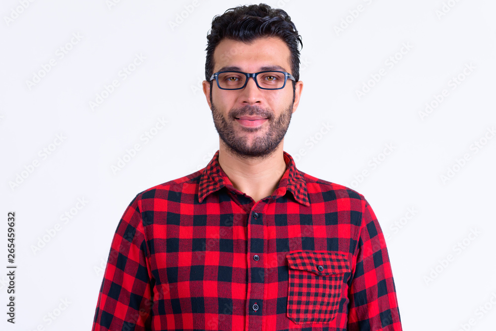 Face of handsome bearded Persian hipster man Face of handsome bearded Persian hipster man