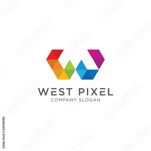 Colorful pixel letter W logo - Vector logo template Free Download Colorful pixel letter W logo - Vector logo template - GFXLoad