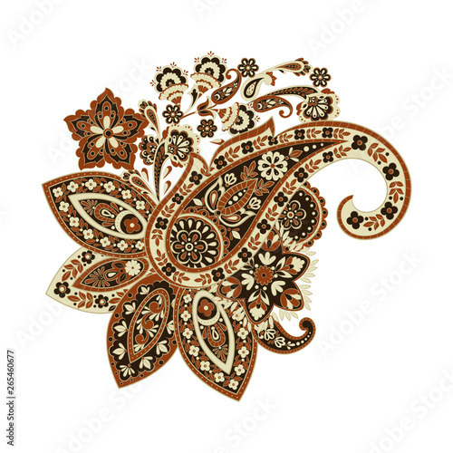 Paisley vector pattern. Fantastic flower, leaves