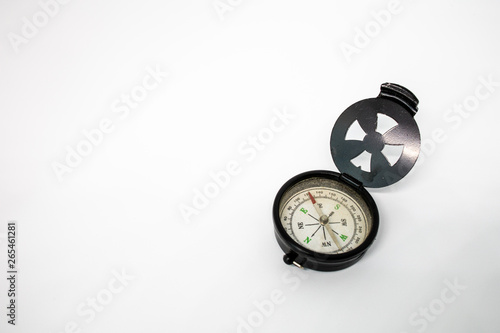 Black compass with white background for die cut
