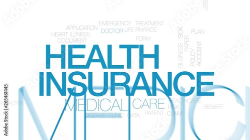 Health insurance animated word cloud. Kinetic typography.