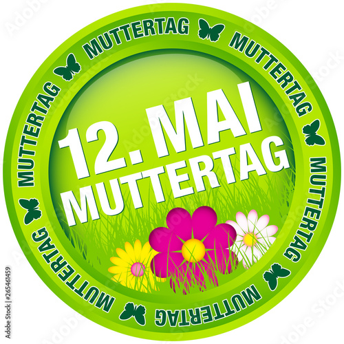 Button Blumen "12. Mai Muttertag" Grün