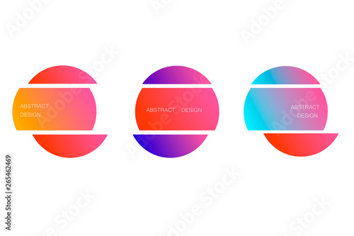 Vector colorful deformed circles in glitch style. Abstract round frame for text. Modern graphic with gradient color isolated on white background. Use for flyer, business card, invitation, gift cards.