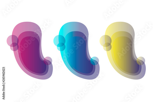Set abstract colorful liquid geometric shape. fluid gradient design for banner, card, brochure. Isolated waves. Vector illustration