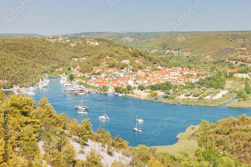 Skradin, Croatia - Aerial view upon the old town of Skradin