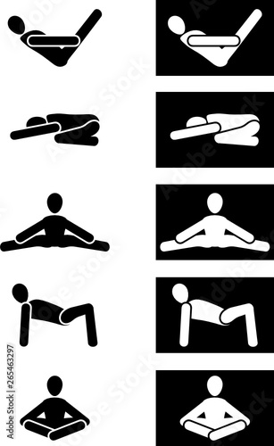 Yoga gymnastics. Five icons for design