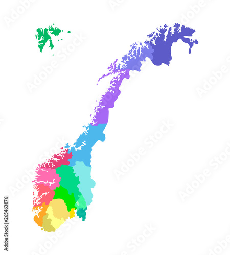 Fotografia Vector isolated simplified illustration with silhouette of Norway, colorful cont