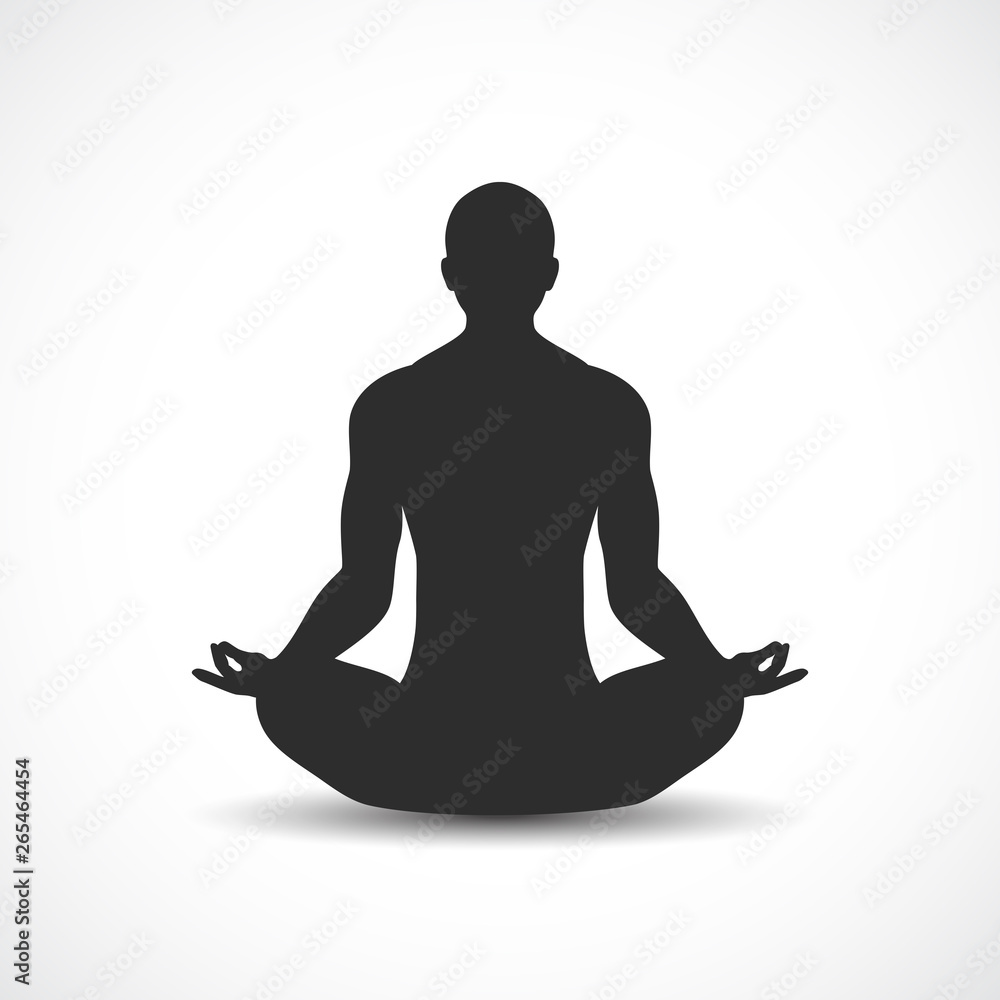 Meditating human figure vector icon