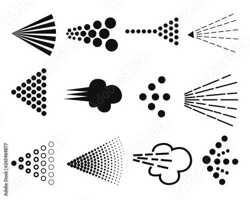 Different spray signs set. Simple spraying symbols collection. Isolated.
