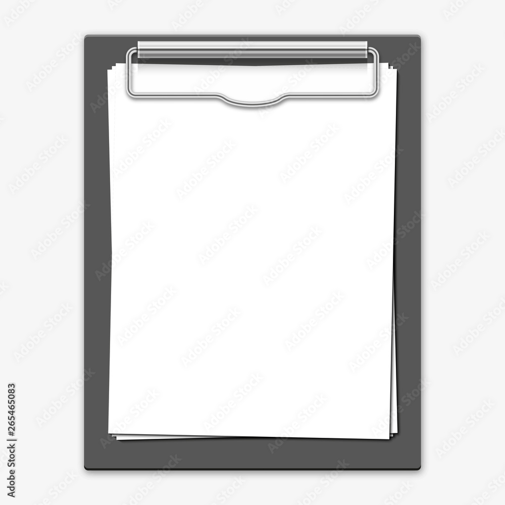 Realistic clipboard folder with blank white sheet of paper mock up. Vector Realistic clipboard folder with blank white sheet of paper mock up. Vector