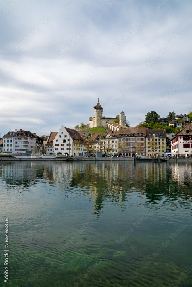 Munot castle and Rhine River with Schaffhausen cityscape view