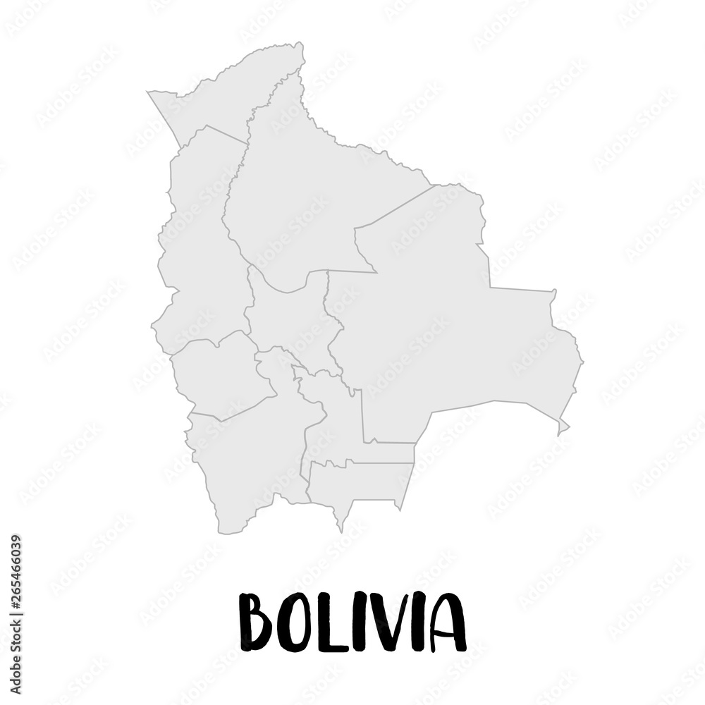 Outline map of Bolivia vector icon isolated on white background.
