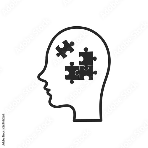 Simple solutions concept, compatibility line icon, assemble puzzle pieces.