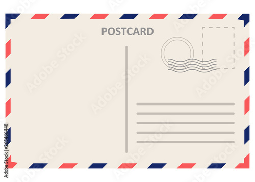 Realistic postal card, postcard isolated on white background.